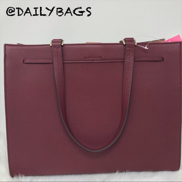KATE SPADE HAYES TOTE BAG  LARGE CHERRYWOOD TOTE - Picture 6 of 10